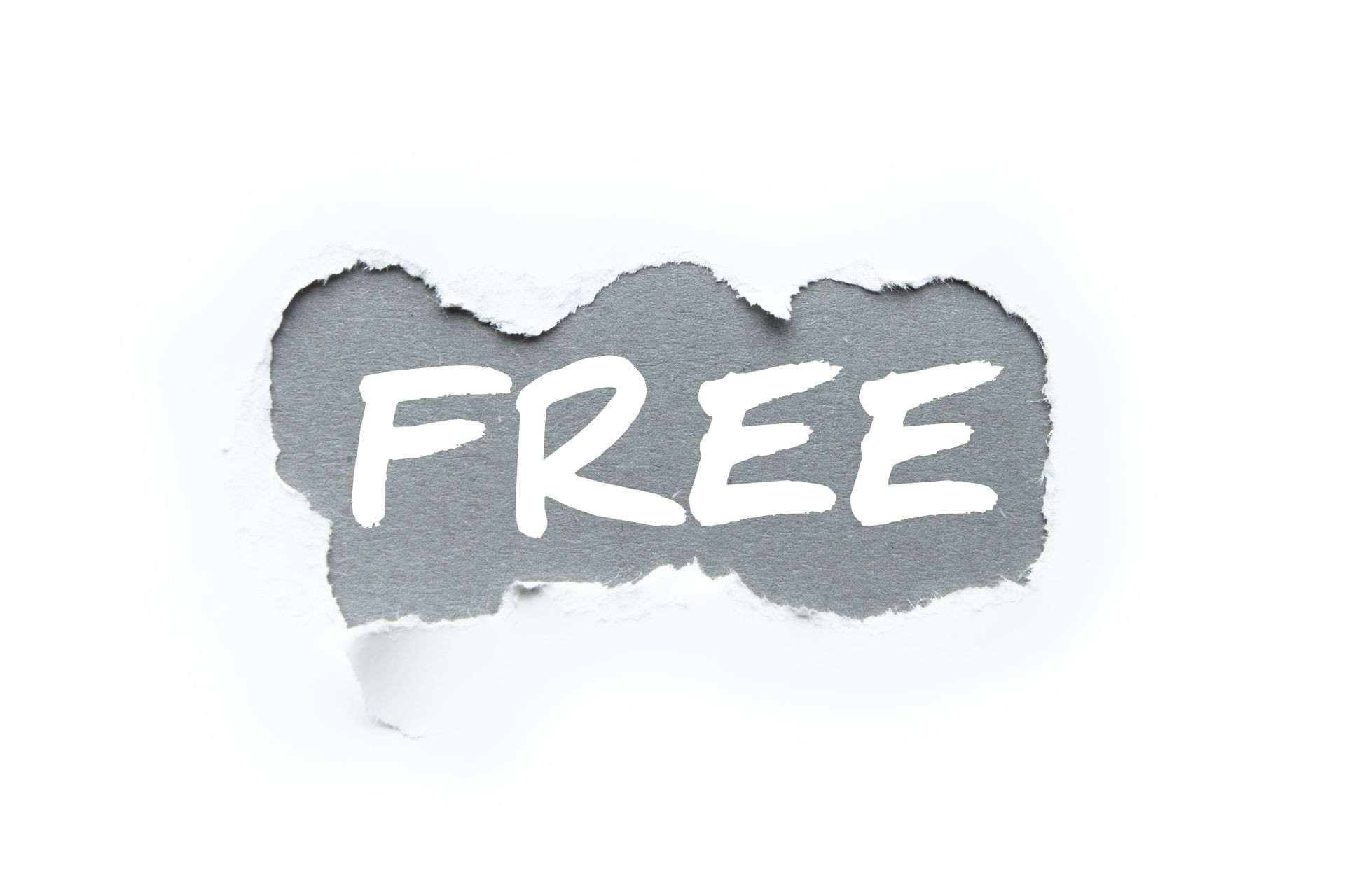 Sale, the word "free" in the break of white paper. Sale, the word "free" in the break of white paper.